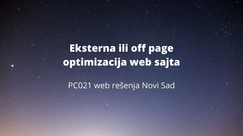 Eksterna ili off page optimizacija web sajta